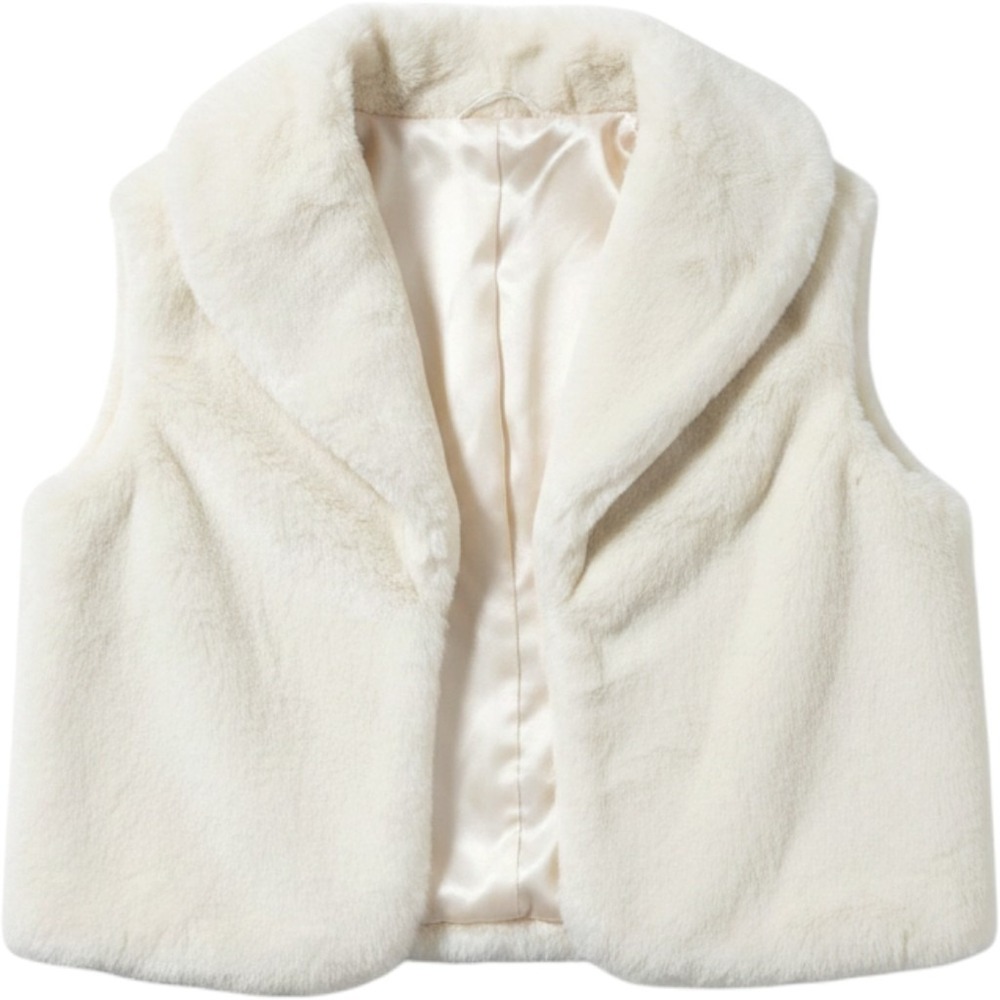 Alfani Vest Womens XL White Faux Fur Hooded Open Front Lined Cozy Sleeveless